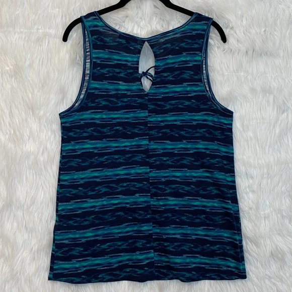 Lucky Brand Womens Tank Top with Keyhole Blue Wave Stripe Size Medium NEW - Picture 10 of 11